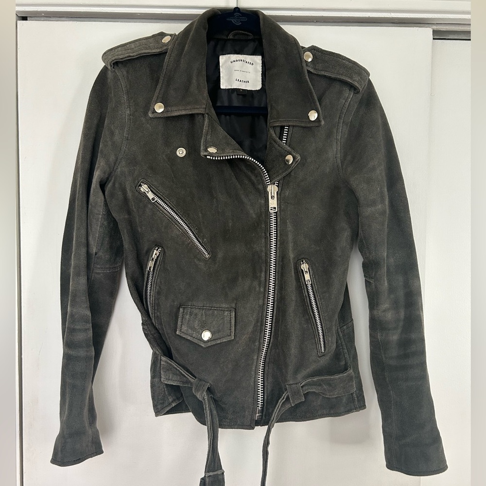 understated leather vegan leather motorcycle jacket